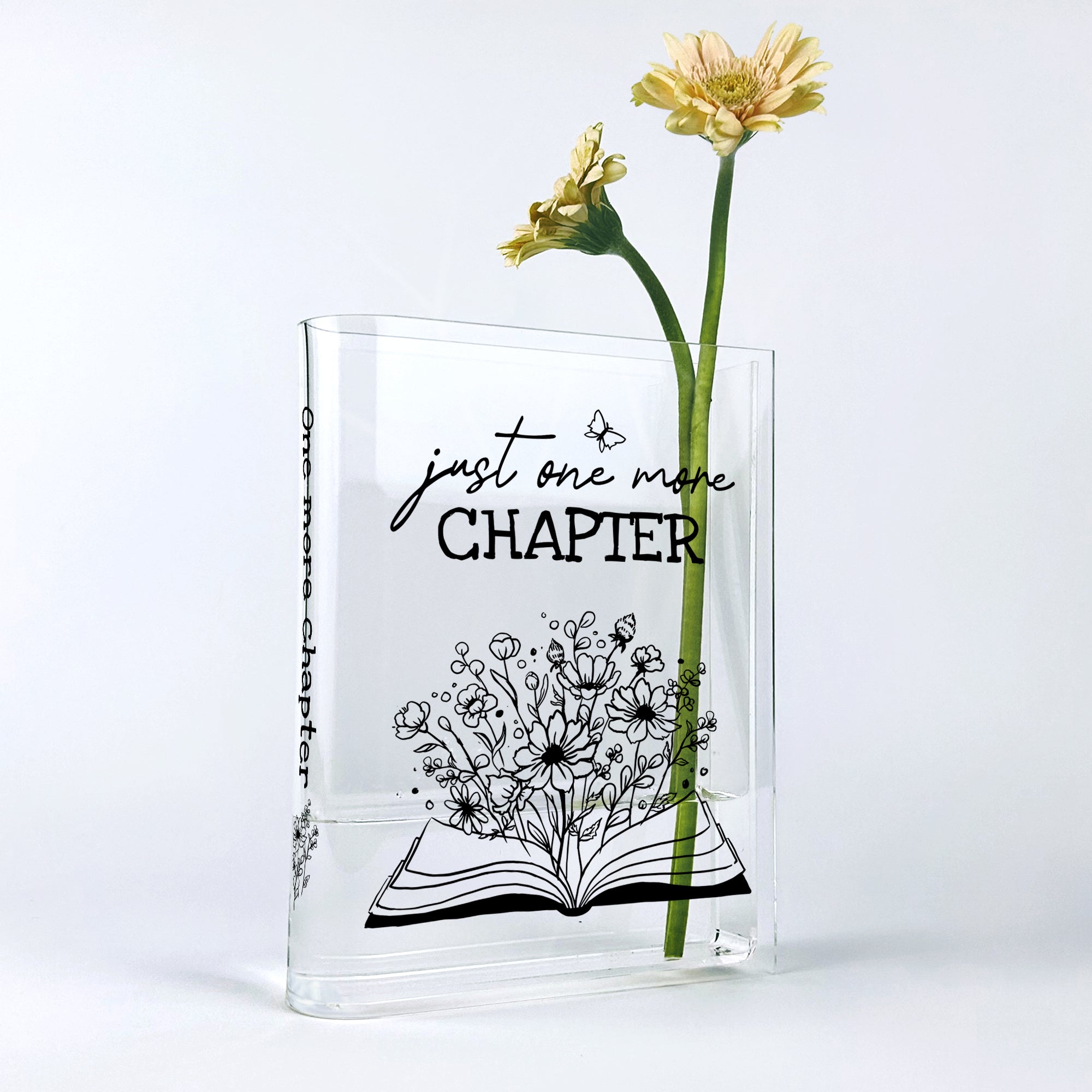 Just One More Chapter Acrylic Book Vase - Black