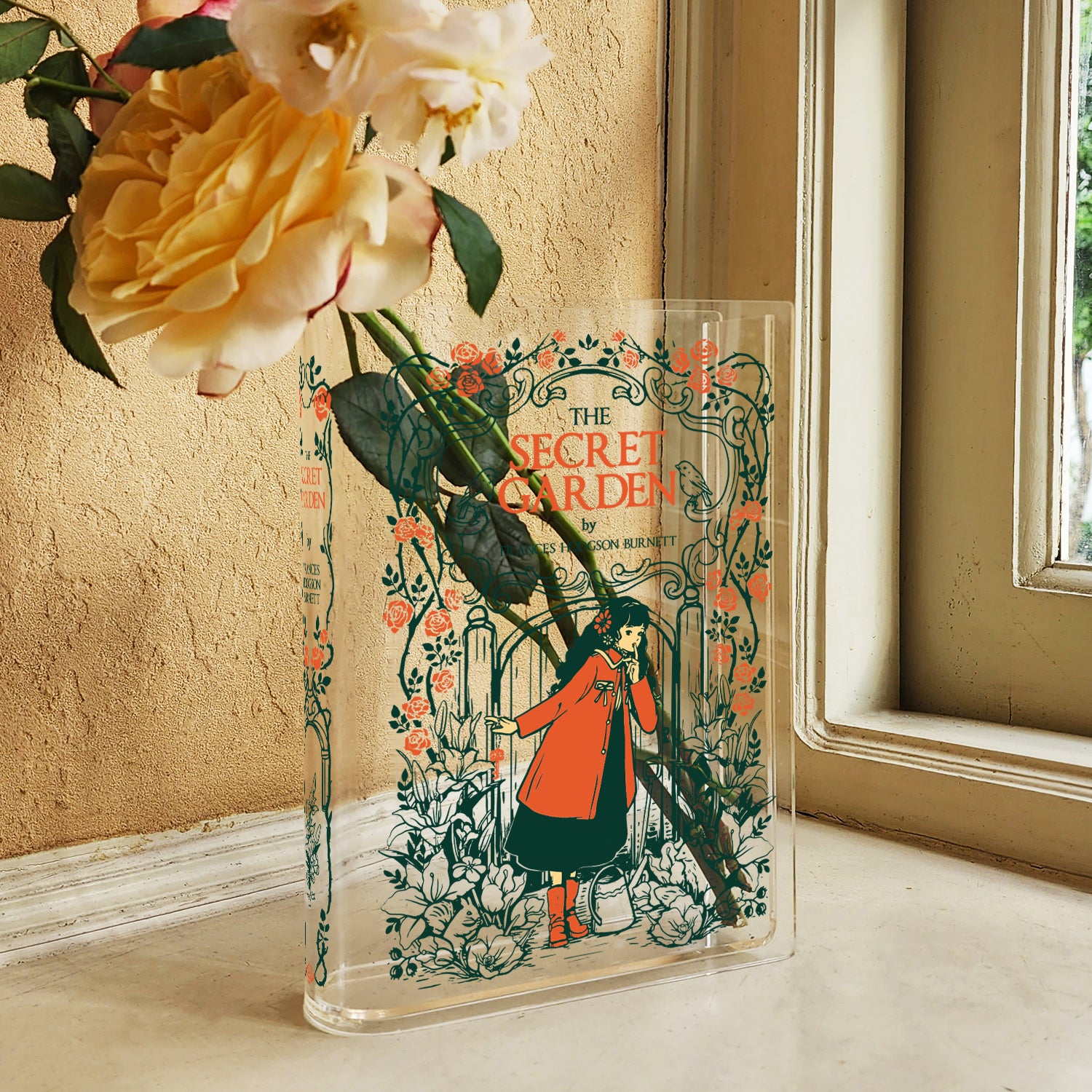 The Secret Garden Acrylic Book Vase - Black Hair