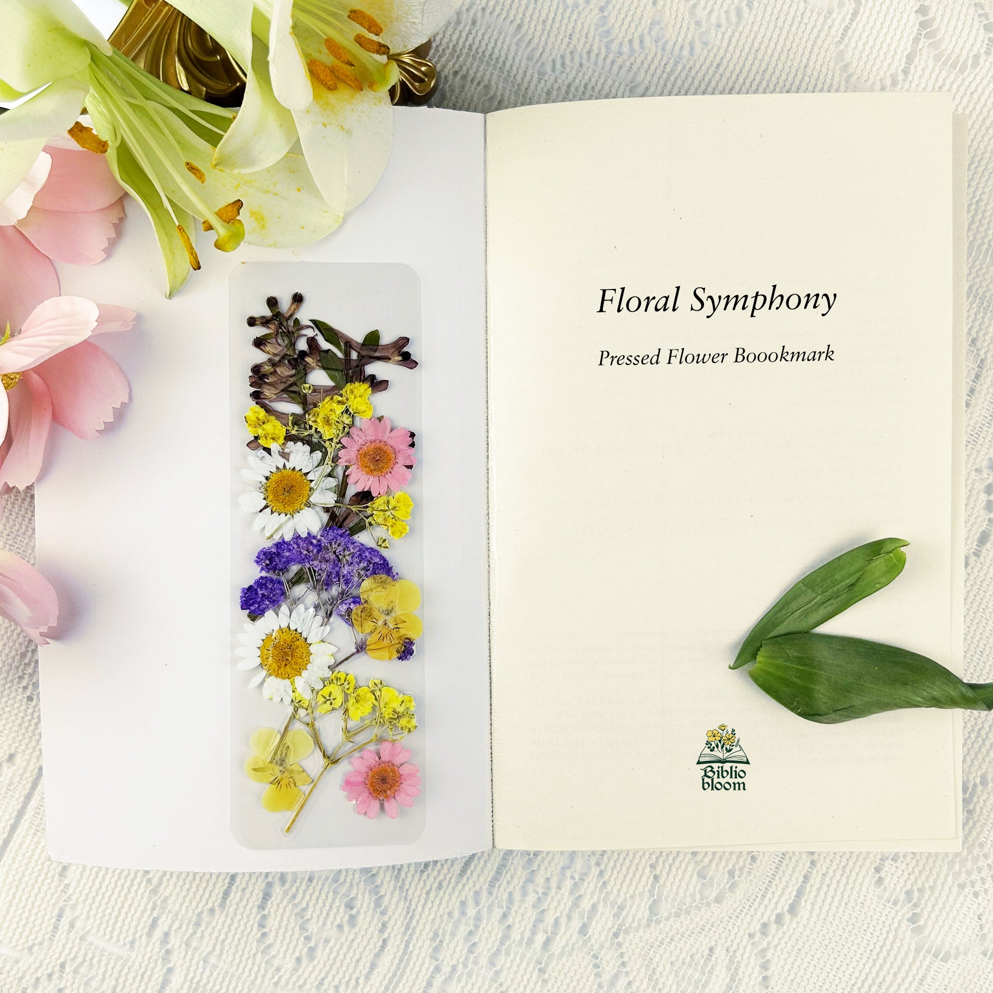 Floral Symphony Pressed Flower Bookmark