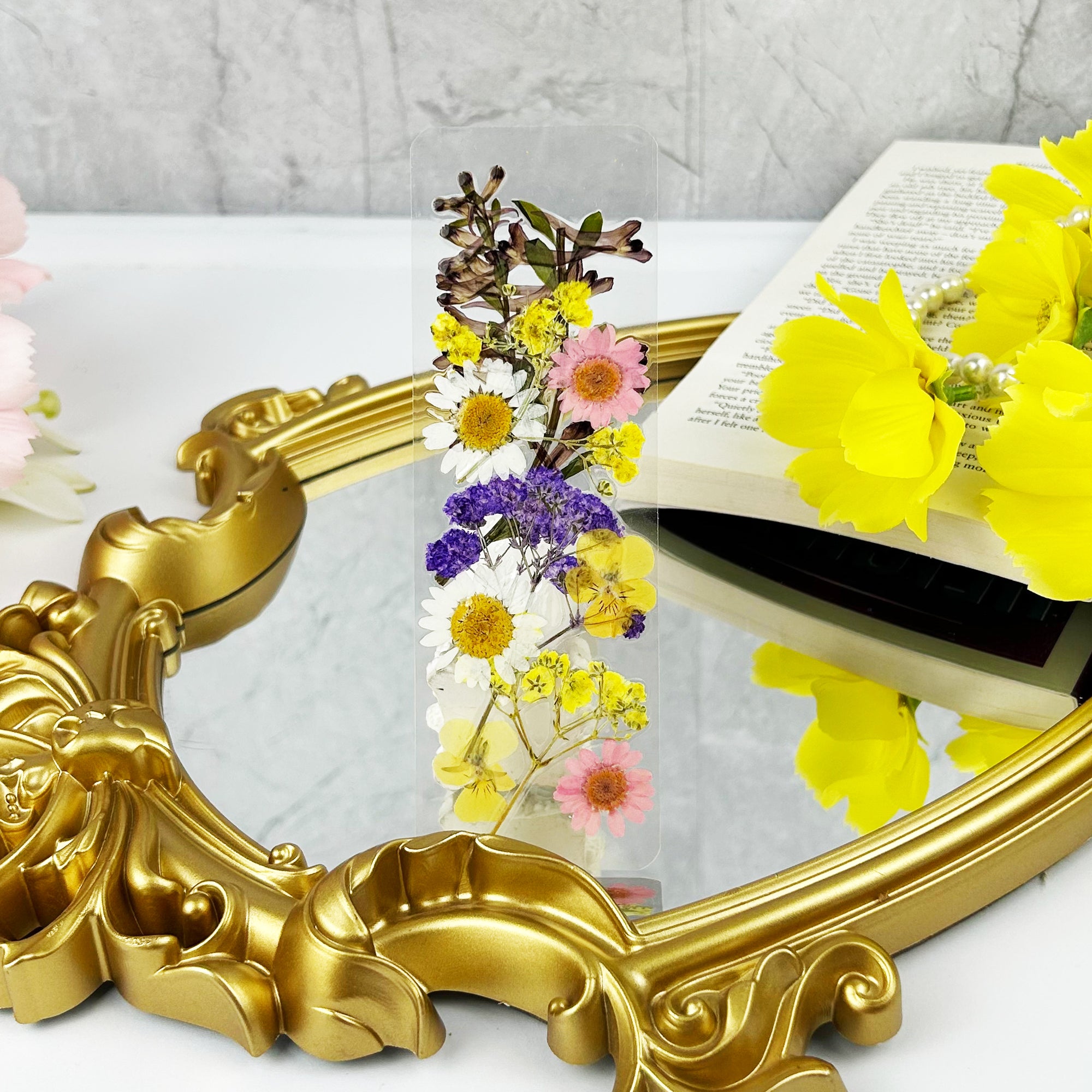 Floral Symphony Pressed Flower Bookmark