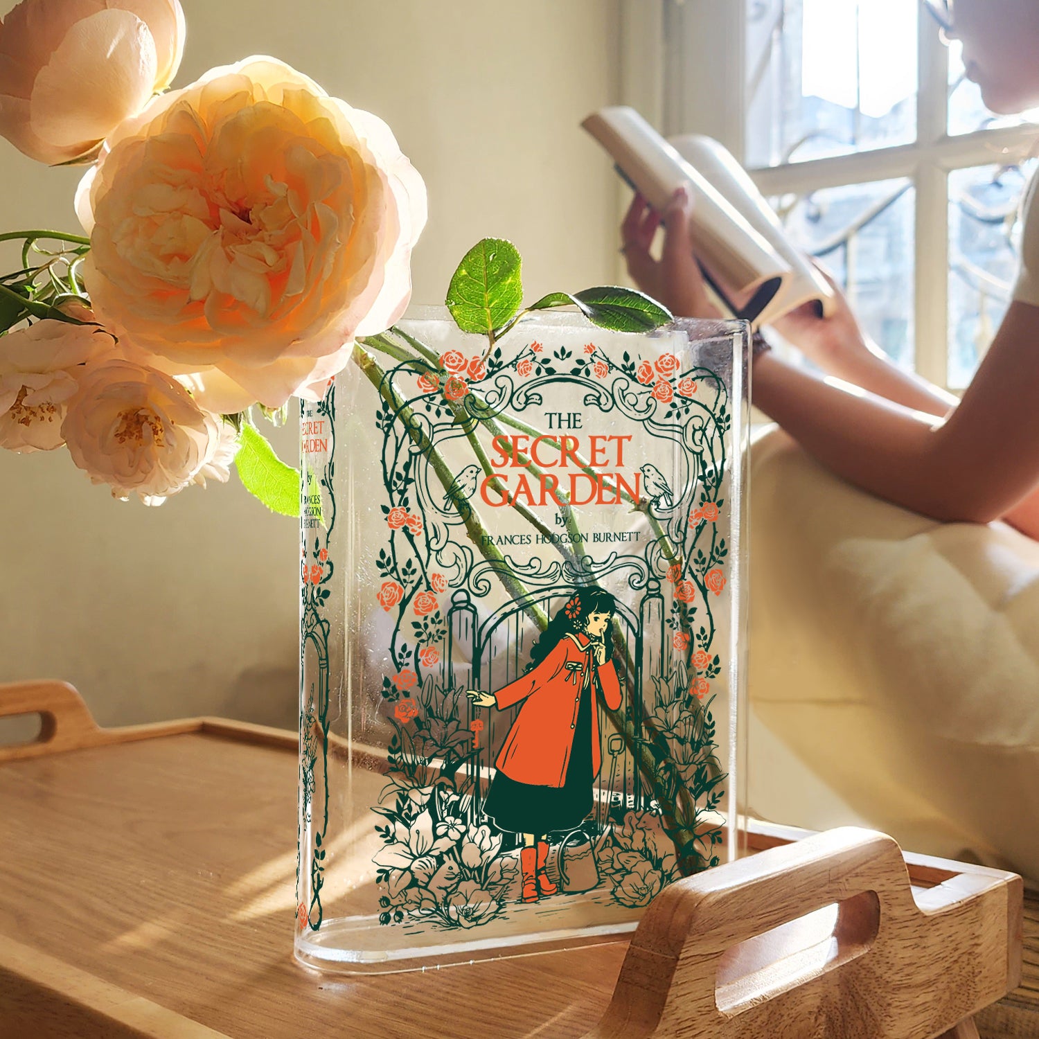 The Secret Garden Acrylic Book Vase - Black Hair