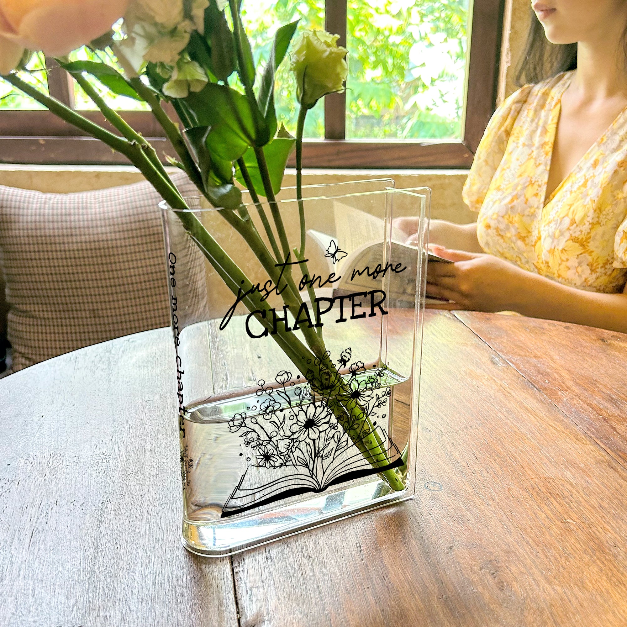 Just One More Chapter Acrylic Book Vase - Black