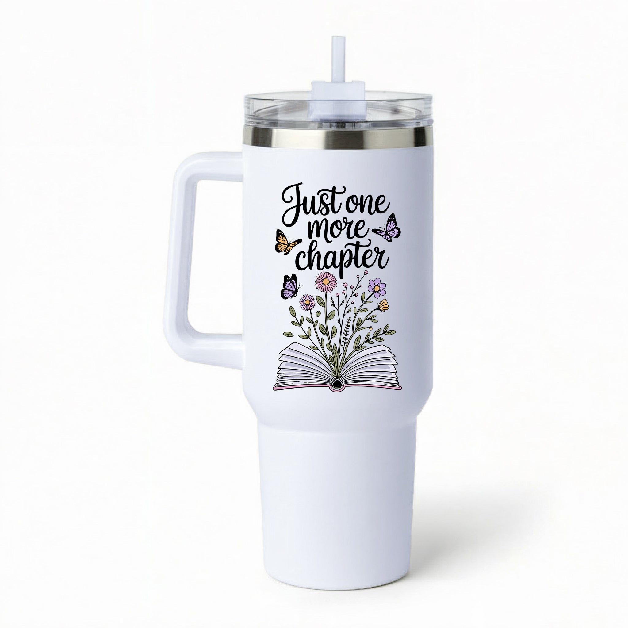 Just One More Chapter Tumbler with Handle