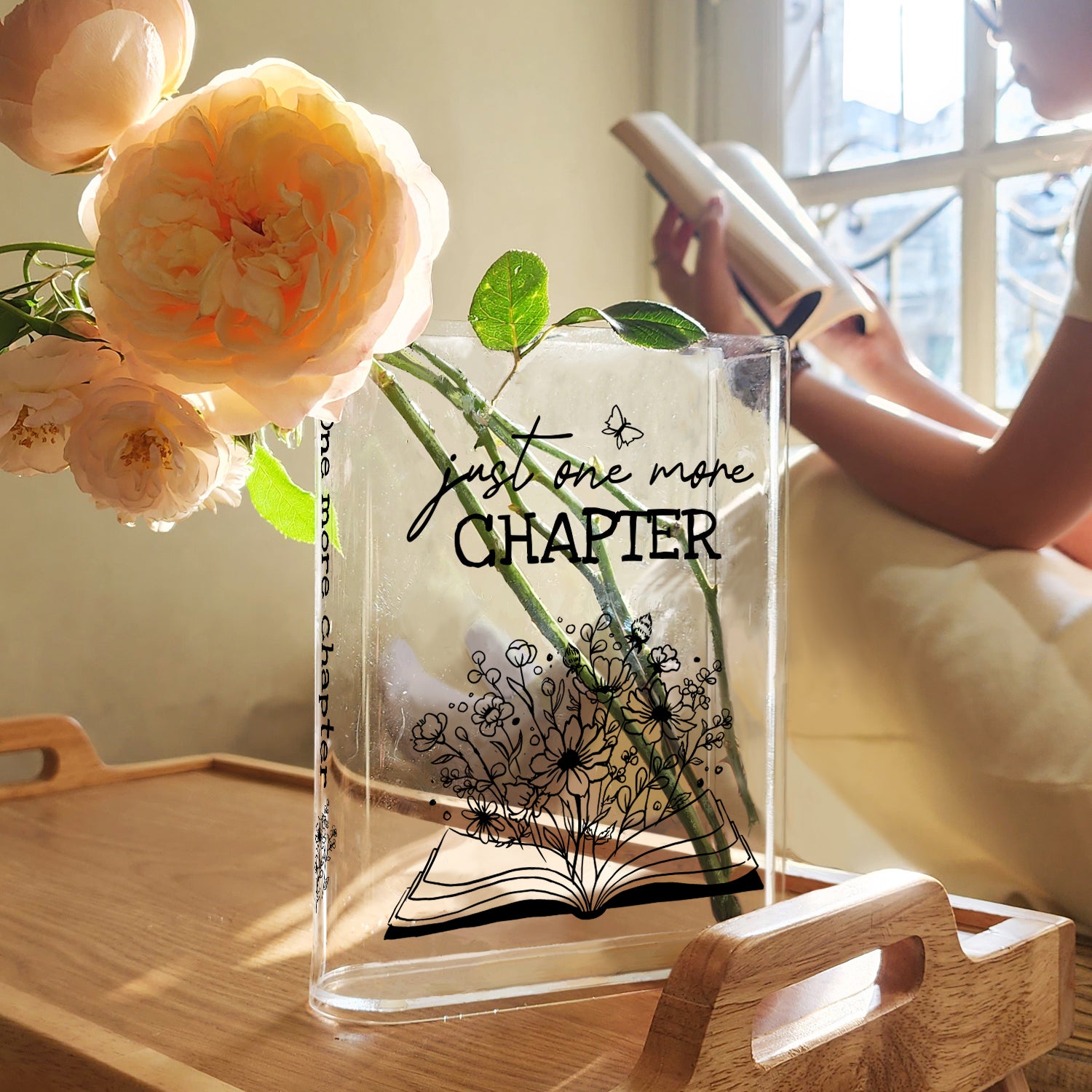 Just One More Chapter Acrylic Book Vase - Black