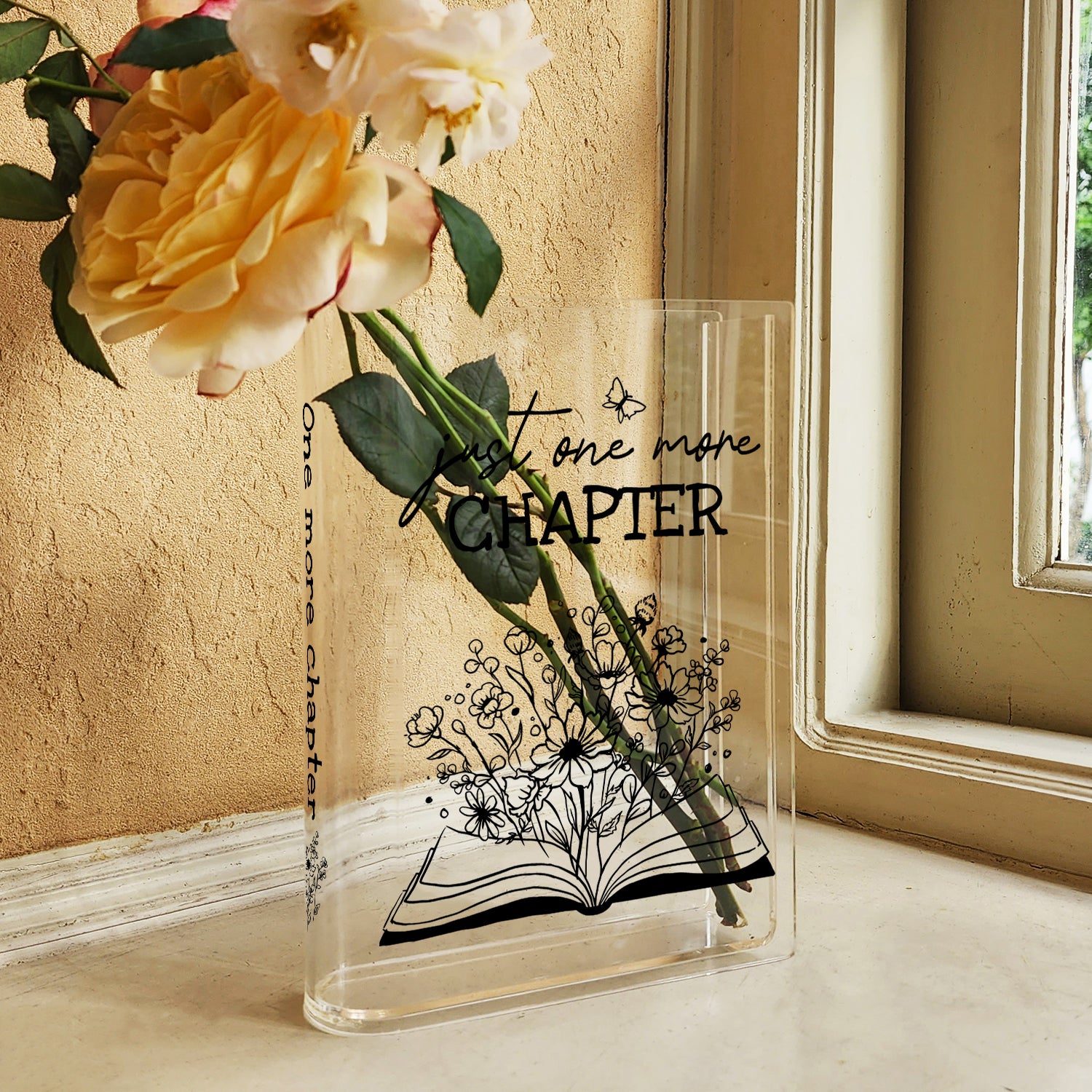 Just One More Chapter Acrylic Book Vase - Black