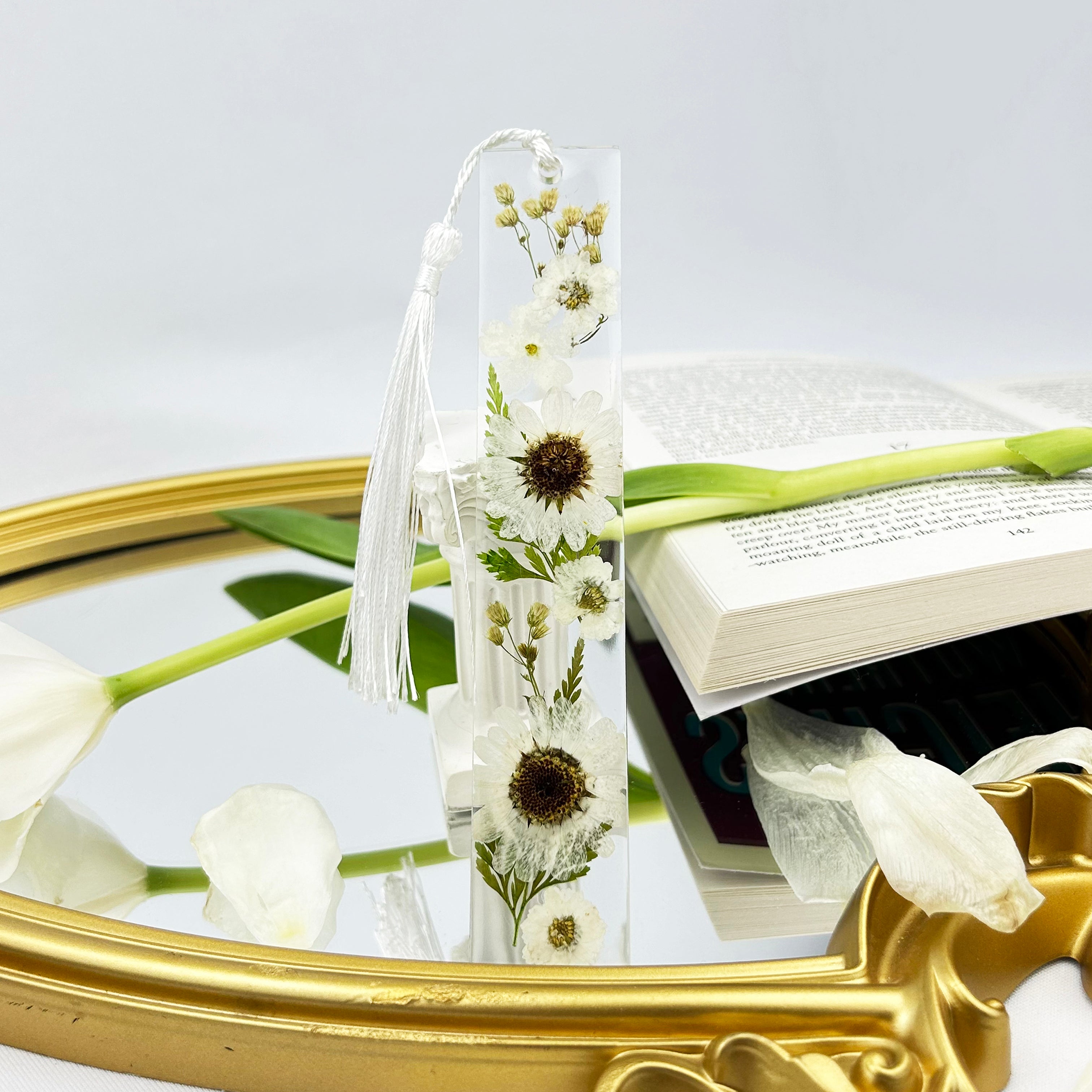 White Flower Bookmark