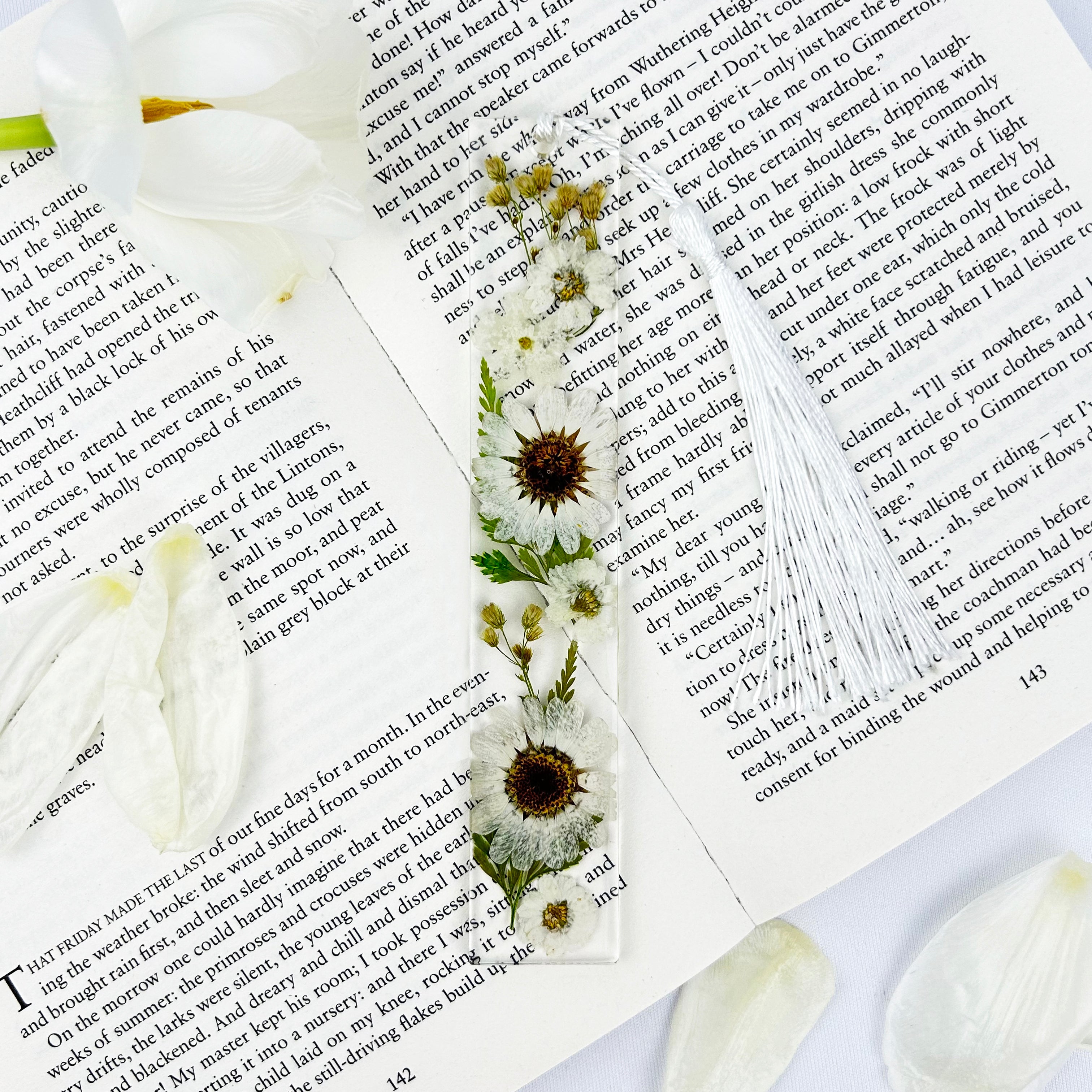 White Flower Bookmark