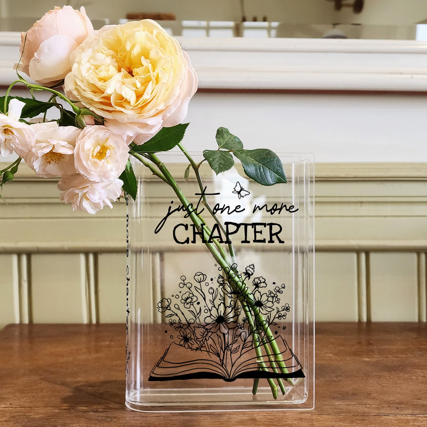Just One More Chapter Acrylic Book Vase - Black