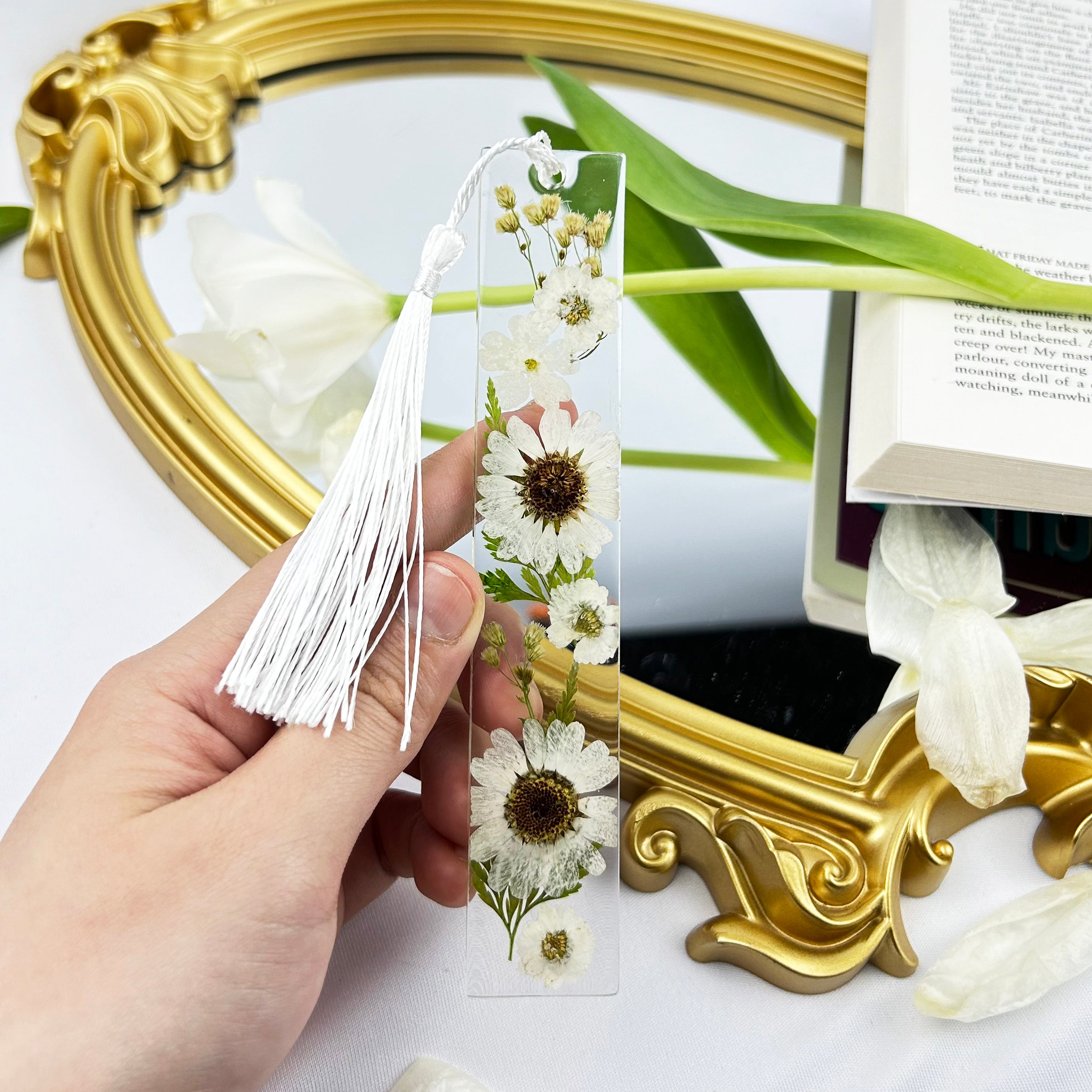 White Flower Bookmark