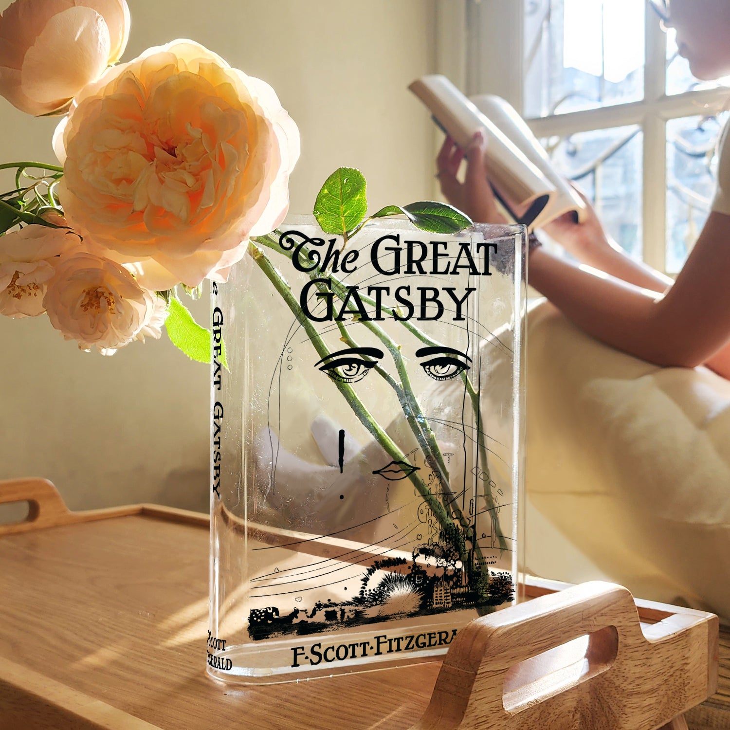 The Great Gatsby Acrylic Book Vase - Black