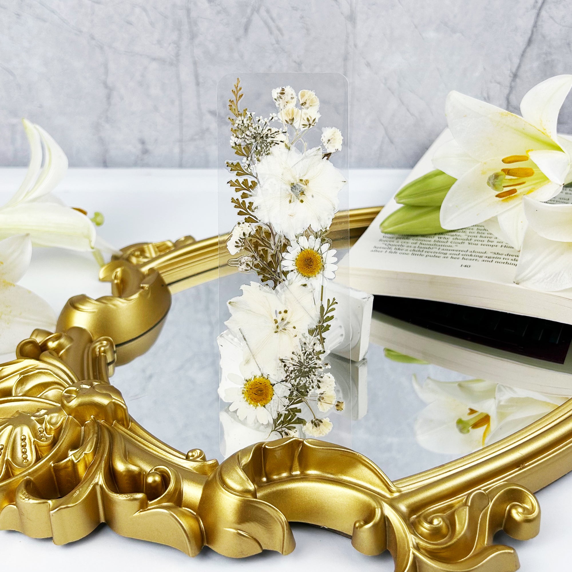 Vintage Vanilla Pressed Flower Bookmark