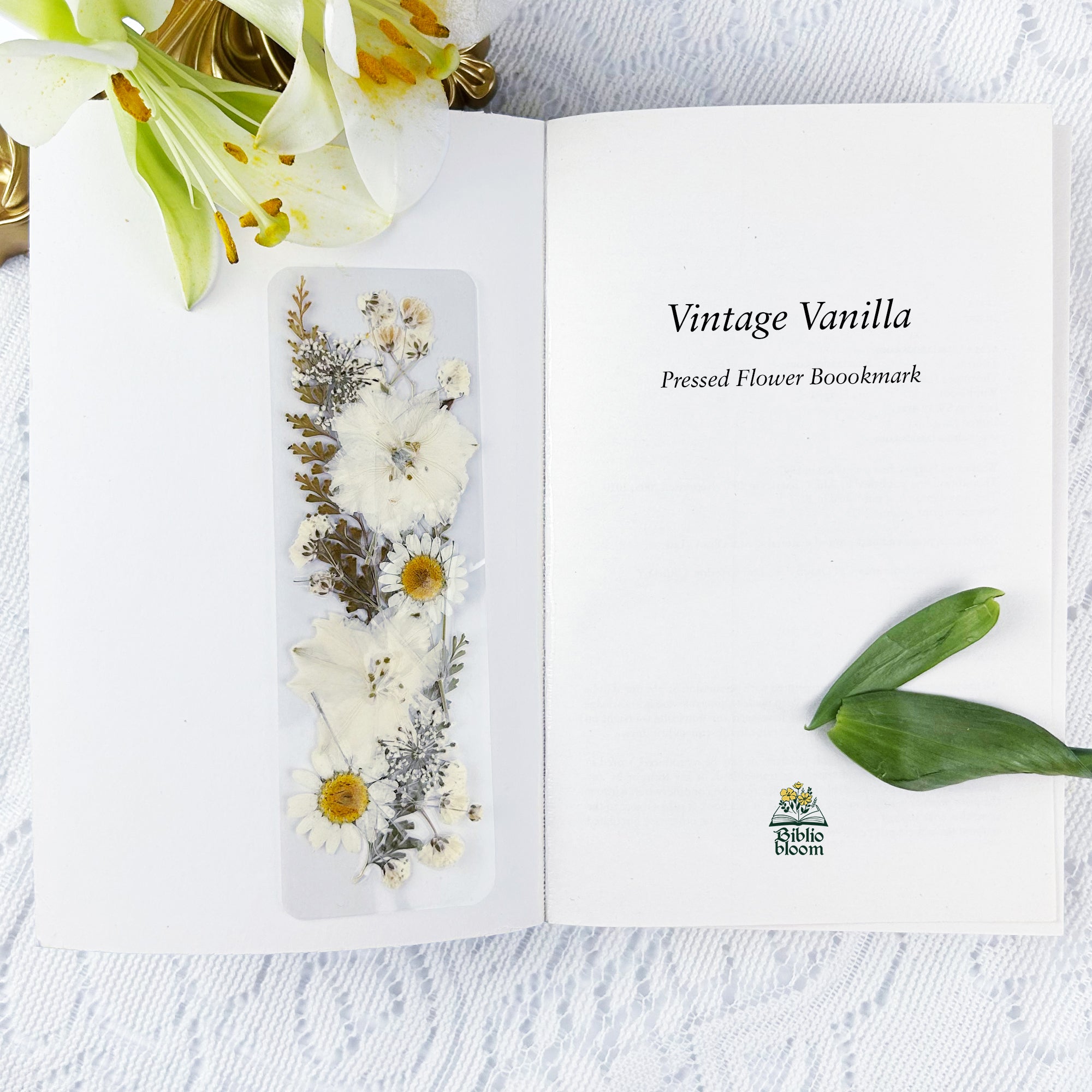 Vintage Vanilla Pressed Flower Bookmark