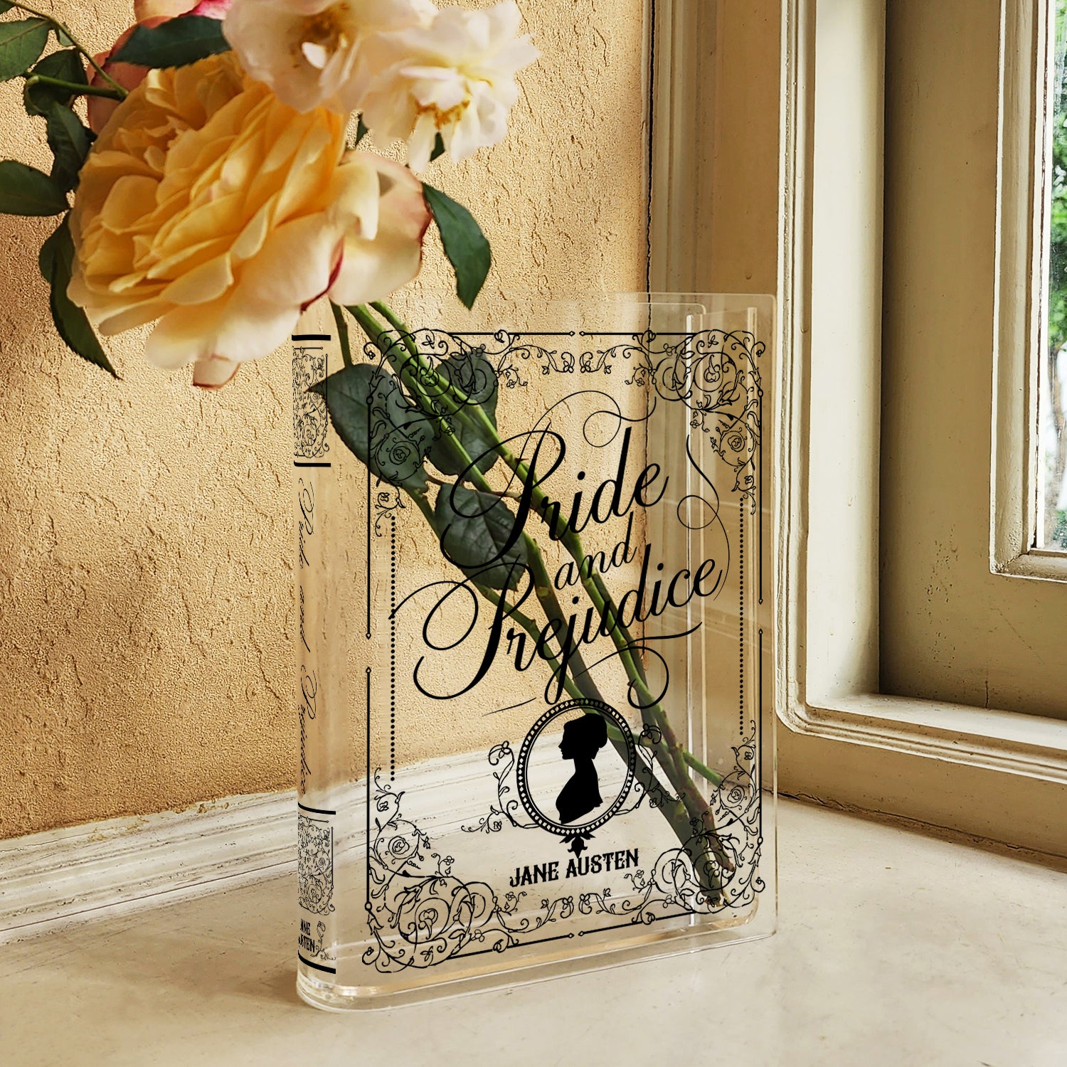 Pride and Prejudice Acrylic Book Vase - II - Black